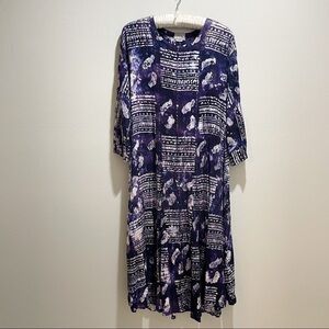 BLUE SKY Women’s Indigo Blue Tie Dye Batik Ethnic Full Skirt Maxi Dress OS